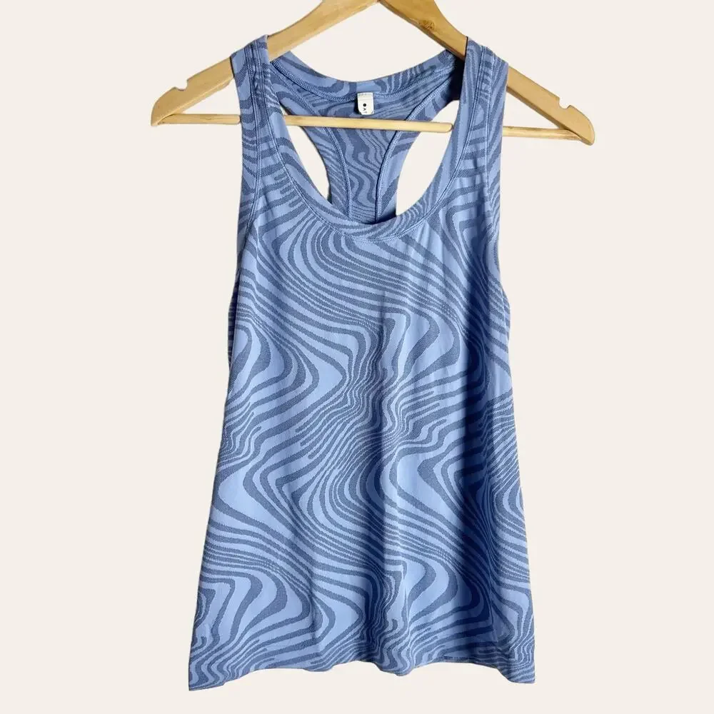 Athleta Blue Momemtum Space Dye Racerback Workout Tank Top Size S